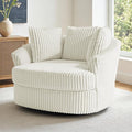 Oversized Round Swivel Barrel Accent Chair with Pillows Comfy Modern Chaise Lounge Sofa Indoor for Living Room Bedroom (Beige Set of 1)