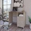 Compact Corner Desk | Open Shelf &amp 3 Drawers | Light Gray | Home Office | Workstation