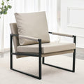 PU Leather Accent Arm Chair Mid Century Modern Upholstered Armchair with Metal Frame Extra Thick Padded Backrest and Seat Cushion Sofa Chairs for Living Room (Light Brown PU Leather Metal Foam)