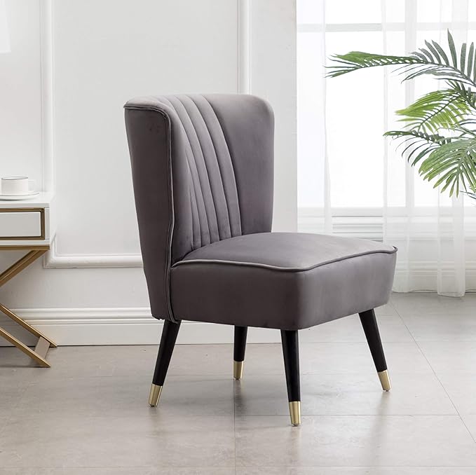 Elon Contemporary Velvet Upholstered Accent Chair Gray