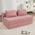 KIVENJAJA Folding Sofa Bed Full Size 3-in-1 Convertible Sleeper Sofa Corduroy Foldable Boneless Floor Futon Couch with Backrest &amp Pillows for Home Living Room Office Apartment Small Spaces Pink