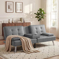 YESHOMY Modern Futon Sofa Bed Convertible Futon Couch with Adjustable Backrest Futon Loveseat Sleeper Sofa Bed with Armrest for Living Room Small SpacesPU Leather Gray