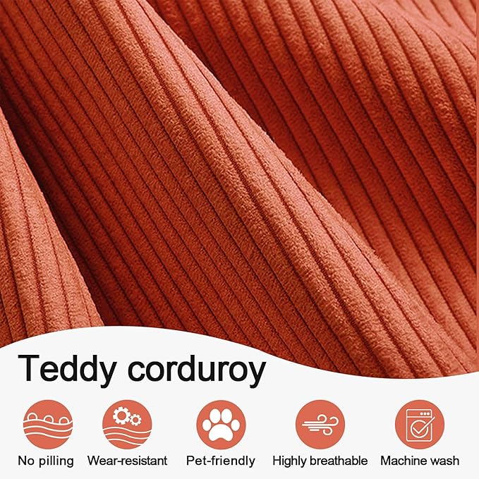 79 Convertible Sofa Bed with Pillows Corduroy Folding Sleeper Sofa with Fixed-Shape Frame Boneless Couch for Living Room Bedroom Floor Sofa Lounge No Assembly Required (A - Style-Orange)