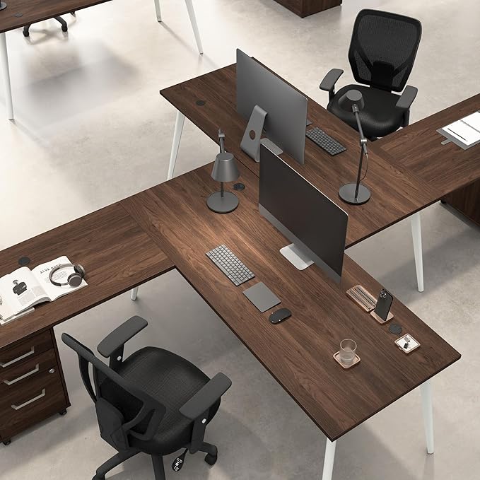 Bush Business Furniture Computer Desk 48 Inch Gaming Table for Home Office Commercial-Grade with Splayed Metal Legs Vista Collection Modern Dark Brown/White