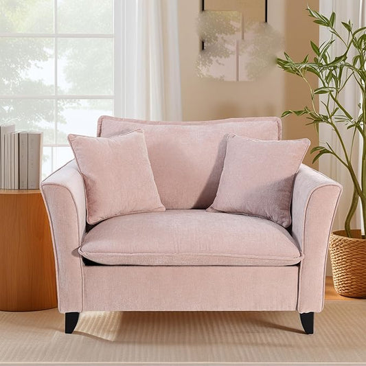 ERYE Living Room Accent Chair Modern Chenille Upholstered Wider Seat Cushion Leisure Armchair W/2 Pillows and Removable Cover for Home ApartmentBedroomOffice