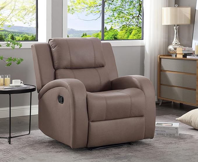 Modern Faux Leather Manual Recliner Chair for Living Room Study or Bedroom - Compact &amp Comfortable
