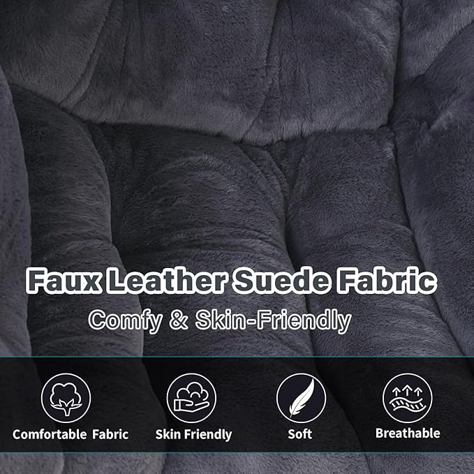 Lazy Chair with Ottoman Modern Accent Chair Lounge Leisure Sofa Chair with Armrests Reading Chair and Folding Footstool for Living Room Bedroom Office Plush Navy