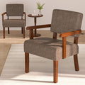 Accent Chair Set of 2 with Table Living Room Chairs with Soft Seat &amp Armrests for Living Room Bedroom Reading Room Waiting Room (Brown) (AC01)