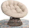 Bme 40 Ergonomic Wicker Papasan Chair with Soft Thick Density Fabric Cushion High Capacity Steel Frame 360 Degree Swivel for Living Bedroom Reading Room Lounge Sepia Sand - Brown Base