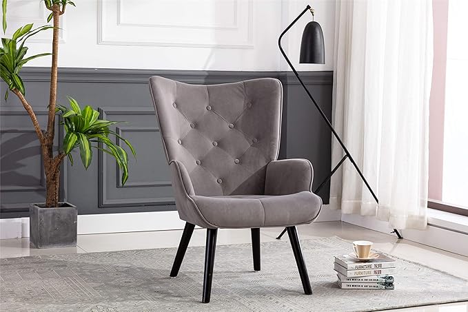 Accent Chair Living Room/Bed Room Modern Leisure Chair Silver Grey