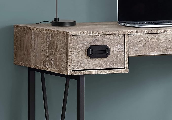 Computer Desk Home Office Laptop Storage Drawers 48 l Work Beige Laminate Black Metal Transitional