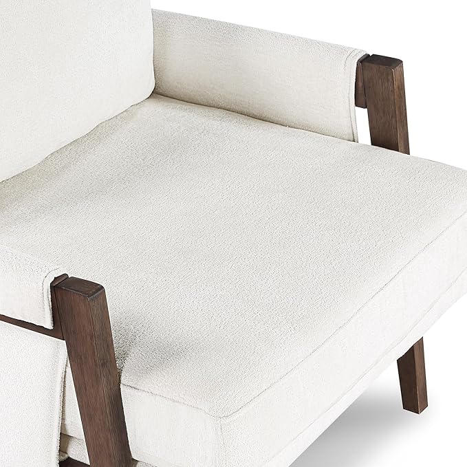 DUHOME Mid Century Modern Accent Chair with Wood FrameComfy Reading Chair with Armrest Mid Century Modern Chair Upholstered Living Room Chairs for BedroomWhite