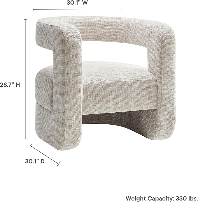 Modway Jaylin Chenille Accent Chair in Dove Gray - Upholstered Comfy Club Chair - Modern Soft Barrel Chair - Round Leisure Accent Chair with Curved Back for Living Room Bedroom Home Office