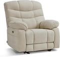 MCombo 27'' Oversized Recliner Power Recliner Chair for Big and Tall Zero Gravity Recliner with USB Charge Ports Side Pockets for Living Room Fabric PR677 (Beige)