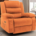 Power Recliner Chair Electric Rocker Recliner with Massage and Heat 270° Swivel Glider Oversized Wide Seat with USB Port Cashmere Nursery Chair for Living Room Orange
