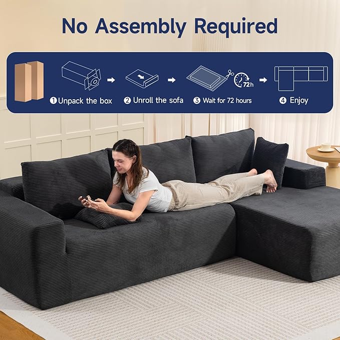 2026 New 108 Cloud Sectional Couch Modular Sectional Sofa with Deep Seat Modular Sofa Couch with L-Shaped Chaise Modern Couches for Living Room No Assembly Required (Gray Right Facing Chaise)