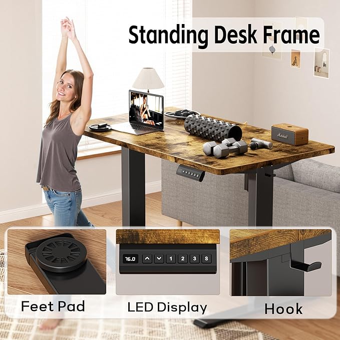 Electric Standing Desk Frame3 Memory Height Adjustable Table Legs Up to 47.2Ergonomic Standing Desk Base Workstation for Home Office Black Frame Only