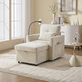 Multifunctional Recliner Sofa Chair with Storage Phone Holder &amp Adjustable Backrest Chenille Fabric Single Leisure Chair for Living Room Bedroom Small Spaces (Beige)