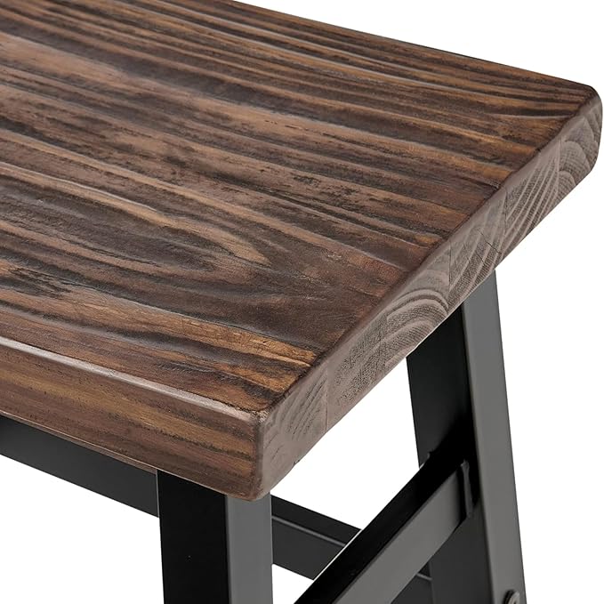 Alaterre Furniture Pomona Rustic Industrial Barstool – 20” Backless Counter Stool with Solid Pine Wood Seat and Black Metal Legs – Farmhouse Seating for Dining Room Kitchen or Office (Natural/Black)