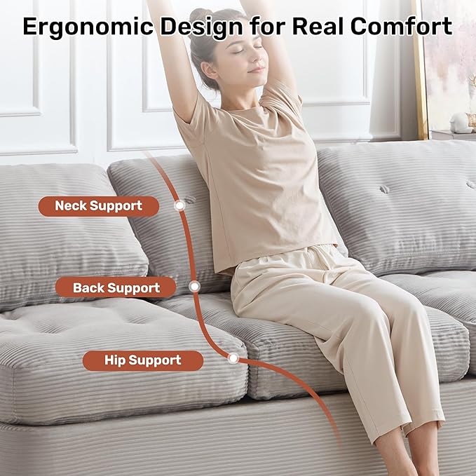Convertible Sofa Bed3-Seater Boneless Couches for Living Room 2 in 1 Folding CouchFold Out Floor Couch with PillowsCloud Floor LoveseatFloor Futon Sleeper for Living Room Bedroom LoungeLightGray