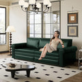 93.7 Faux Leather Convertible Sleeper Sofa 3 in 1 King Size Pull Out Sofa Bed Oversized Loveseat Couch for Living Room Bedroom Lake Green