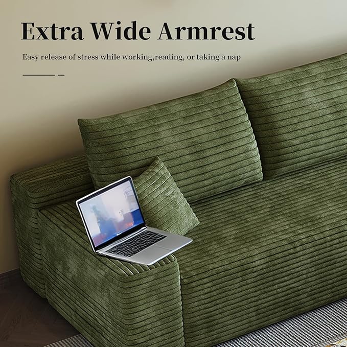 135.4 Oversized U-Shaped Couches Cloud Modular Sectional Sofa with Ottoman for Living Room Deep Seat Boneless Couch 1600lb Weight Capacity No Assembly Required (Green Right Facing Chaise)