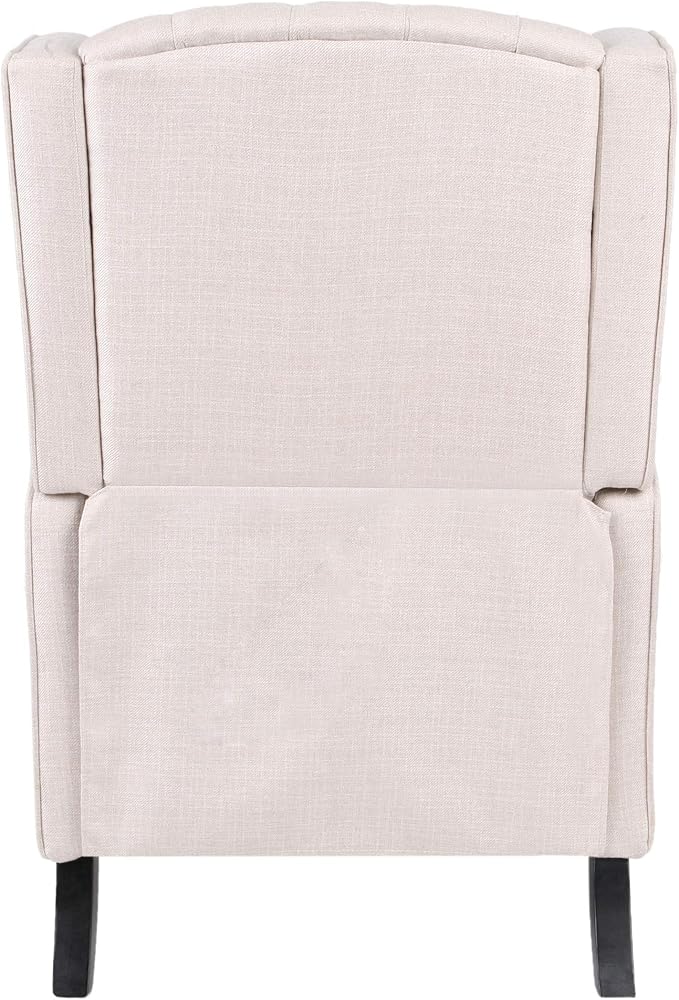 Christopher Knight Home Diana Wingback Recliner Light Beige Tweed + Dark Brown