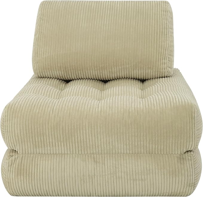 Camel Folding Sofa Bed - Convertible Sleeper Chair with Pillow &amp Back Support Comfy Foldable Mattress Portable Futon Fold Out Chair Bed for Living Room/Bedroom/Apartment