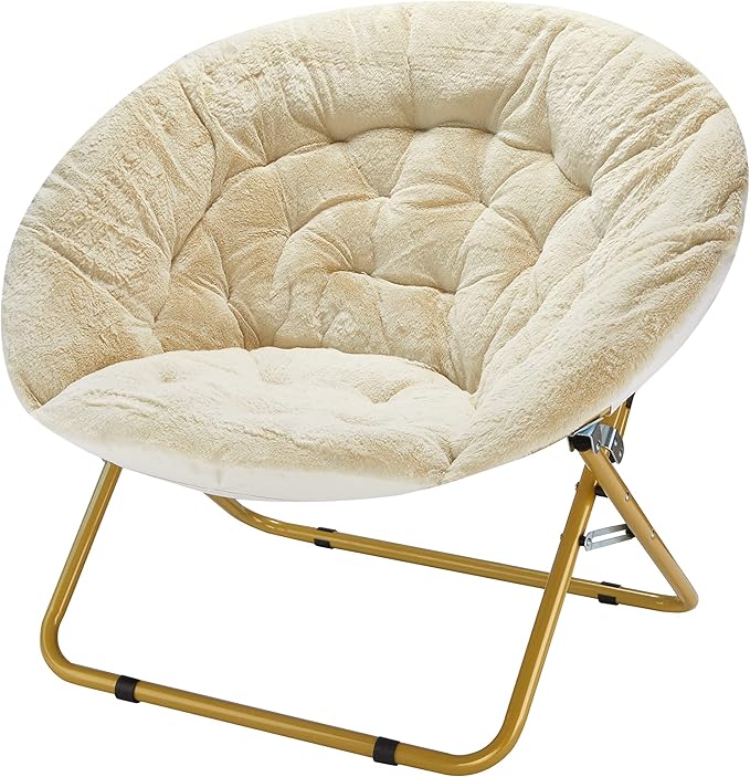 Urban Lifestyle Faux Fur Saucer Chair 36.2D x 36.2W x 31.9H in Ivory
