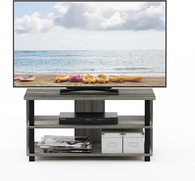 Furinno Sully 3-Tier Stand for TV up to 40 French Oak Grey/Black