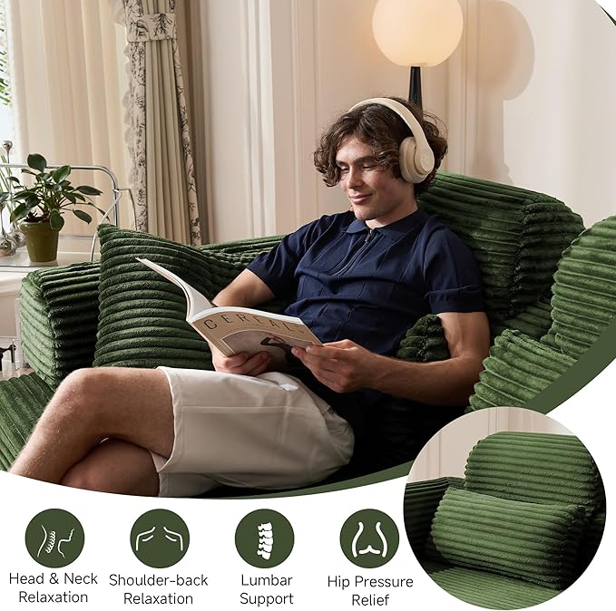 79 Sofa Bed Deep Seat 32 Sleeper Sofa 5-in-1 Convertible Sofa Bed Boneless Couch in a Box Corduroy Floor Futon with Thickened backrest and Headrest Pillows Side Pockets Dark Green