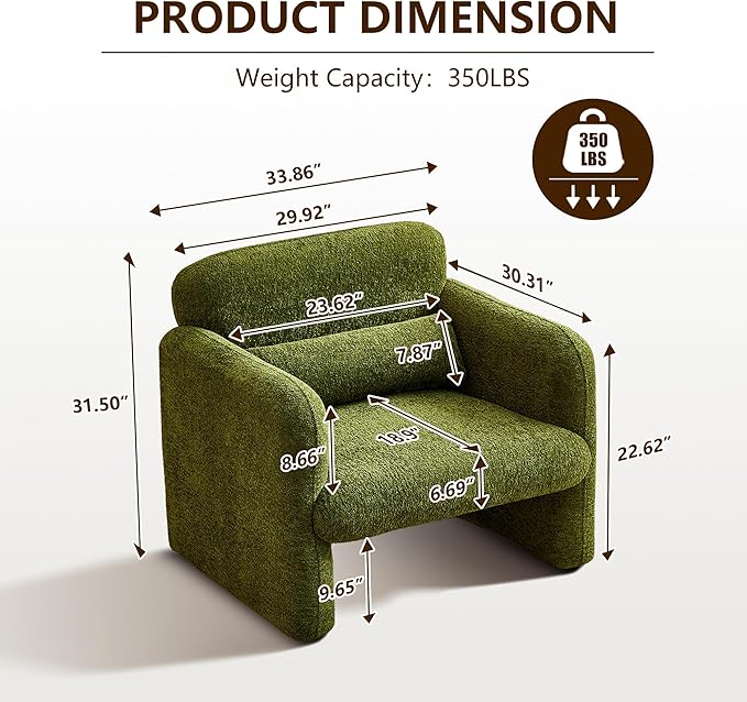 Modern Accent Chair 33.86inch Upholstered Comfy Reading Armchair with Solid Wood Legs &amp High-Density SpongeVelvet Simple Leisure Sofa Chair for Living Room Bedroom Small SpacesGray