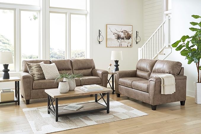 Signature Design by Ashley Navi Modern Loveseat with Removable Cushions Dark Brown