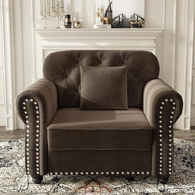 4 Pieces Chesterfield Sofa Set with Ottoman 1&amp 2&amp 3 Seater Comfy Tufted Velvet Couch with Rolled Arms &amp 6 Pillows Mid Century Modern Couch and Loveseat Vintage Living Room Sets Furnitur
