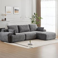 Modular Sectional Sofa Comfy Boneless Cloud Couch with Pillows Pet-Friendly Corduroy Fabric Sectional Couches for Living Room No Assembly Required (Grey 3 Seat)