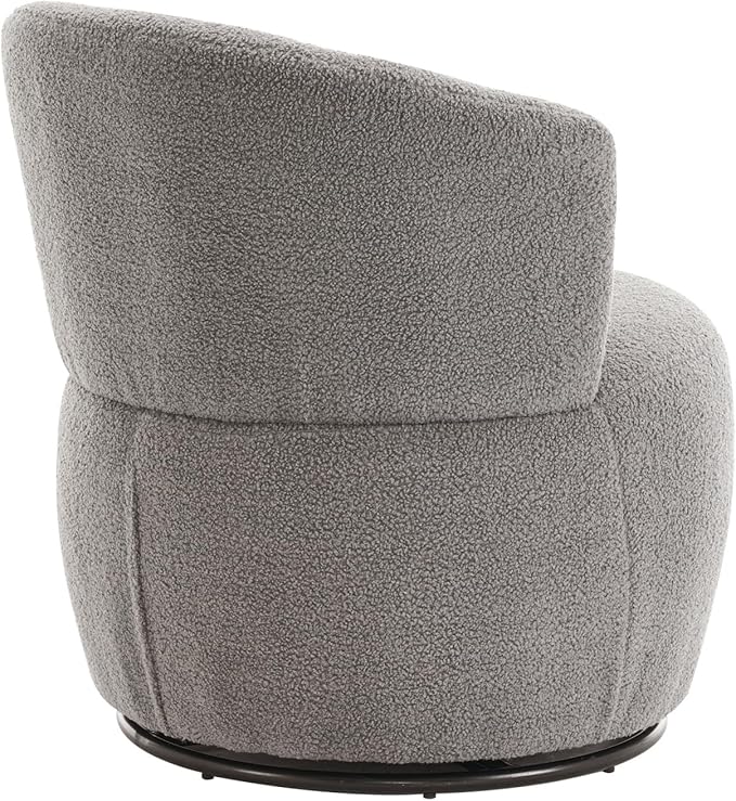 Leavader Contemporary Swivel Accent Chair - 360° Rotation White Plush Sofa Chair Modern Round Armchair with Metal Base for Nursery Living Room Lounge (Grey)