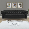 New Classic Furniture Glam Emma Velvet Three Seater Chesterfield Style Sofa for Small Spaces with Crystal Button Tufts Black