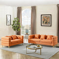 Loveseat Modern Sofa 81+60 Teddy Boucle Comfy Cloud Couch Upholstered Deep 5 Seater Sherpa Couch Set with Stylish Metal Legs for Living Room Home Office Bedroom Apartment Orange
