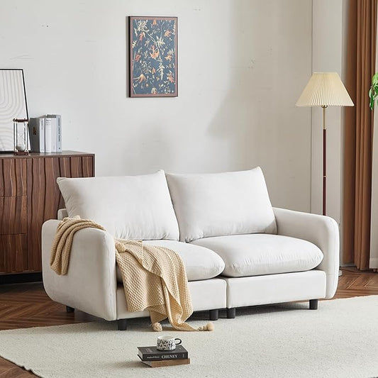 Christopher Knight Home Bricez 69 Loveseat Upholstered Sofa Modular Couch Oversized Loveseat Spacious Seating Sofa Couch Comfort Sectional Corner Wooden Chair for Living Room Home Office White