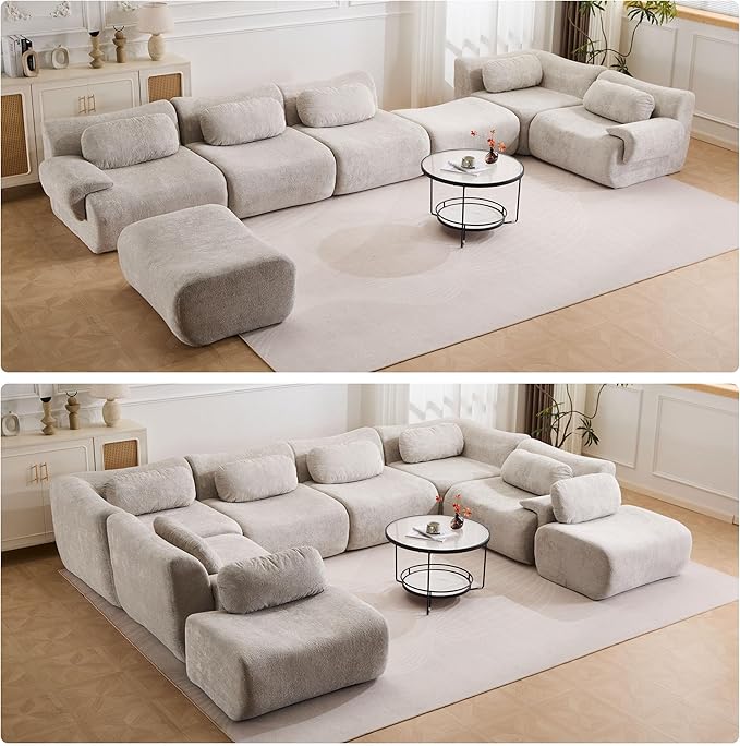 79.6 Boneless Couches for Living Room Set Cloud Modular Sectional Sofa in a Box Memory Foam Modern Couch Big Comfy Compressed Sofas Loveseat for Small Spaces Bedroom Apartment Ash Grey