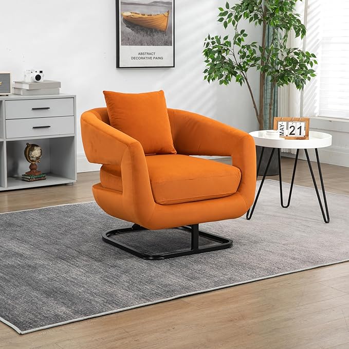 House Hold Upholstered Tufted Living Room Chair Textured Velvet Fabric Accent Chair with Metal Stand