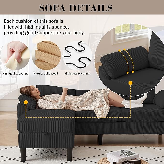 4 Pieces Corduroy Living Room Sets with Sofa Ottoman Loveseat and Chair