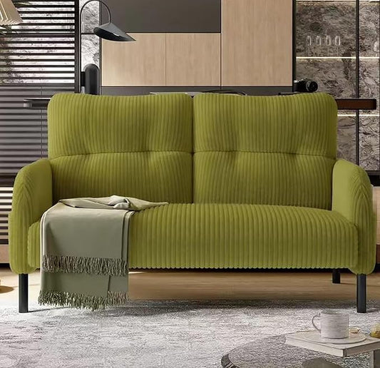 Olive Green Small Loveseat Sofa - 47 Mini Couch for Bedroom Comfy Corduroy Fabric 2-Seat Sofa Couch with Solid Wood Frame for Living Room Small Space Dorm Easy Assembly (Olive Green) | Sturdy and