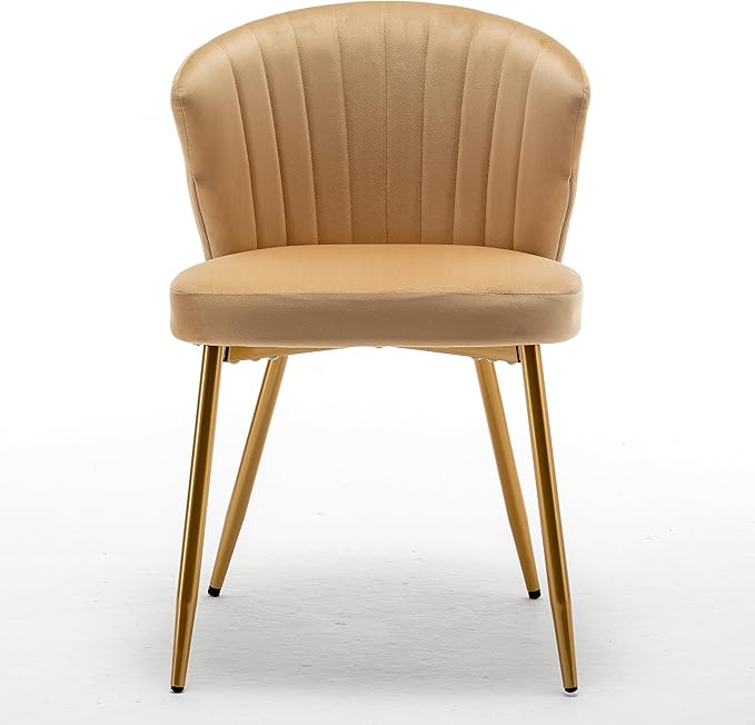 Modern Velvet Accent Chair for Living Room Bedroom Entryway or Small Spaces with Channel-Tufted Design Comfortable and Trendy Armless Seat Light Brown