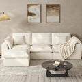 108 Modular Sectional Sofa with blanket4-Piece Boneless Couch Deep Seat Cloud Couch with Ottoman Removable Covers Soft Cushion Support High Back for Living Room/Apartment/Family Lounge Linen Beige