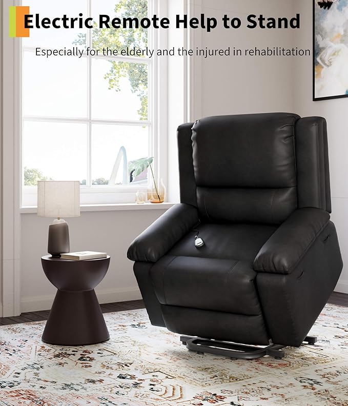 GarveeHome Power Lift Recliner Chair - Heat and Massage Electric Lift Recliner for Elderly &amp Mobility Impaired Adjustable Back and Legs Heavy Duty Lift Chair for Seniors