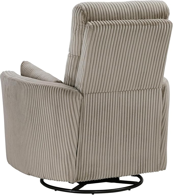 Lexicon Modern Swivel Glider Recliner Chair Nursery Glider Corduroy Fabric Upholstery Recliner with 2 Lumbar Pillows Manual Reclining Sofa Chair for Living Room/Office/Apartment Taupe