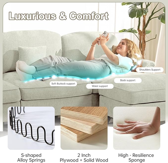 KEIKI 76 2Seat Modular Velvet Sofa Couch for Living Room Apartment Living Style Conscious Homeowners Soft Plush Comfortable Cozy Relaxing Lounge Modern Contemporary Design Beige White