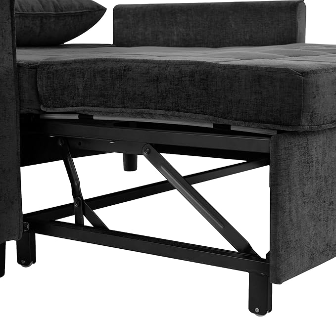 Zateety 3-in-1 Loveseat Sofa Bed Adjustable Backrest 56.9 Pull Out Sofa Bed Soft Chenille Sofa Couch with Large Pockets and Lumbar Pillows Sleeper Couch for Small Space