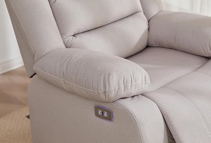 Power Recliner Chair Recliner for Adults Upholstered Soft Fabric Reclining Sofa Chair for Living Room (Gray)
